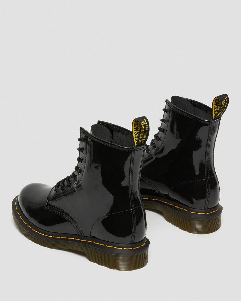 Women's Dr Martens 1460 Patent Leather Lace Up Boots Black | AU 195MQZ